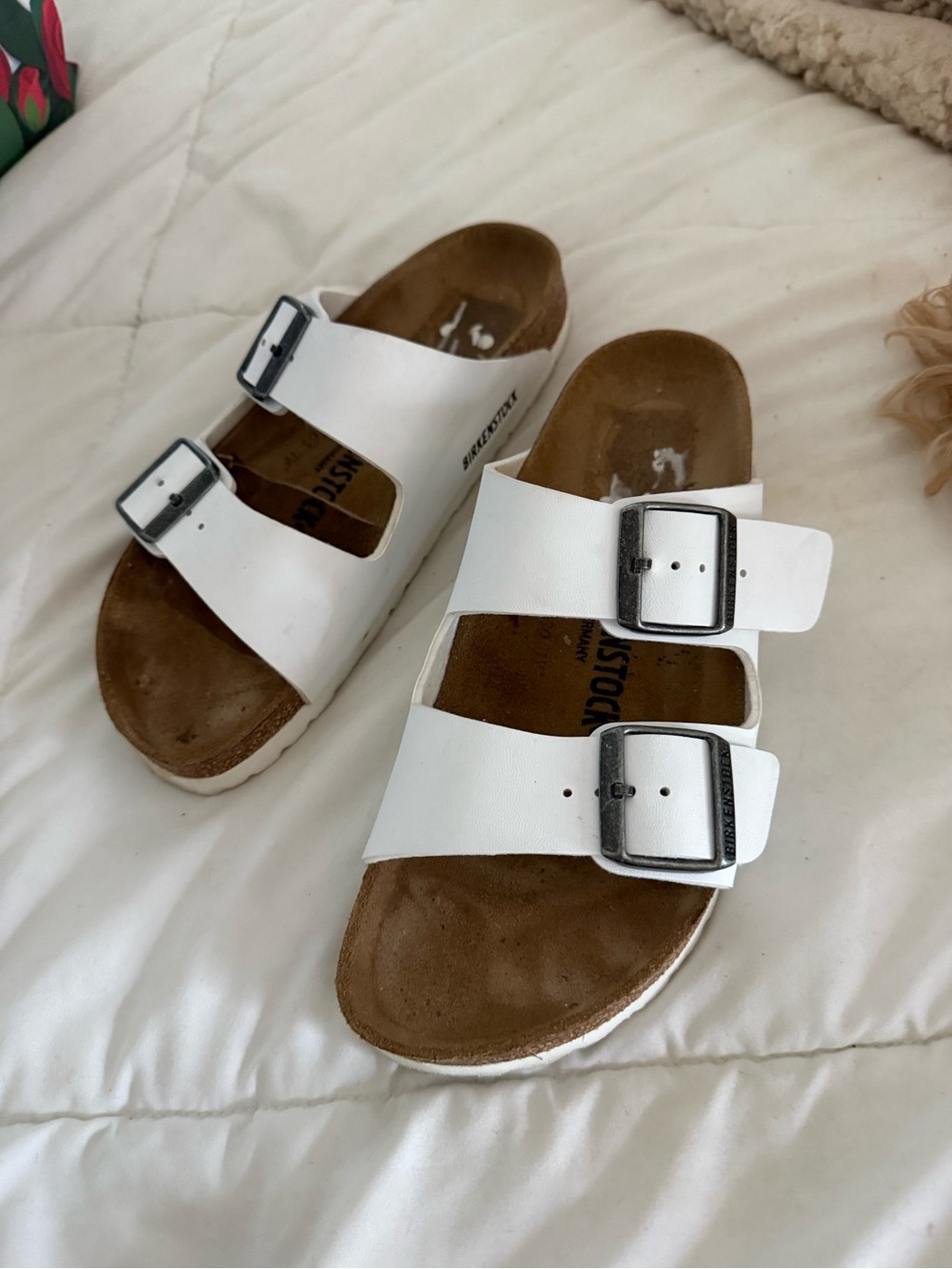 Birkenstock White Double Buckle Sandals